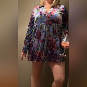 Maeve Reverie Tiered Velvet Tunic